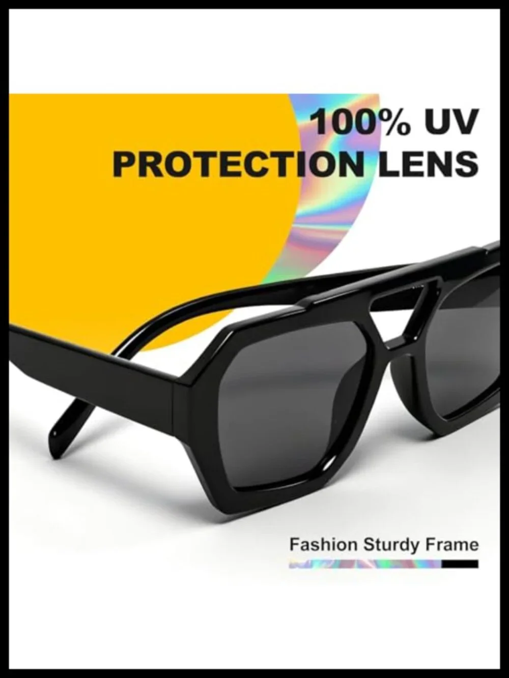 Oversized Flat Top Sunglasses Retro Square Aviator Double Bridge UV400